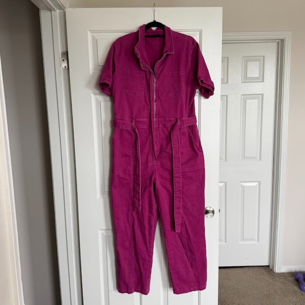 Skies are Blue Utility Jumpsuit - Magenta Size XL